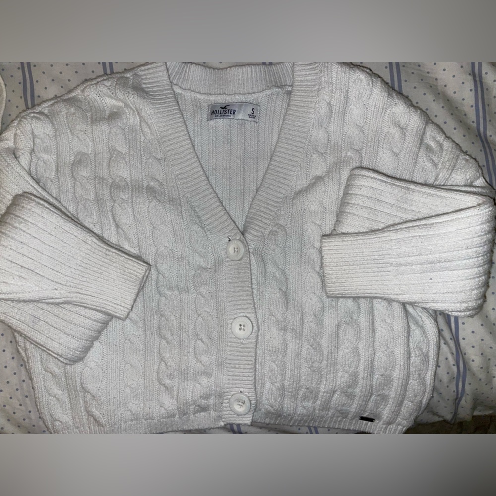 Cute cropped Hollister light grey Cardigan🎀💌✨